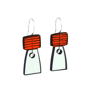 Long Stack earrings orange and aqua
