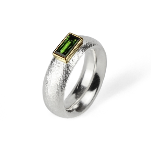 Silver and tourmaline ring - side