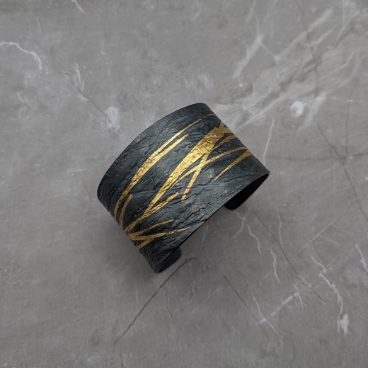 Neolith Cuff in oxidised silver and keumboo - top