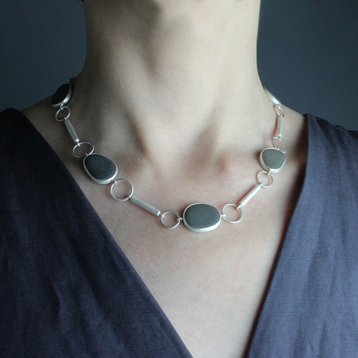 Pebble and rod chain necklace - worn
