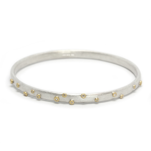 Silver and Diamond bangle - front