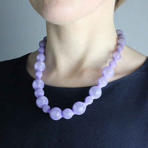 Clear Spheres necklace Purple - worn