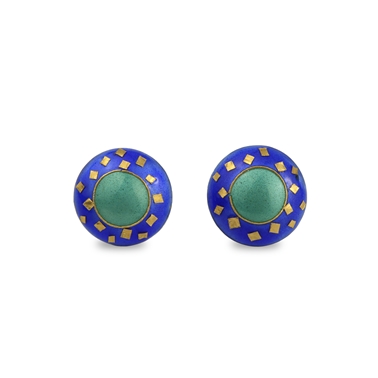 Small Round Earrings Blue Green