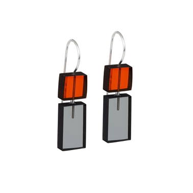Short Construction earrings orange and grey