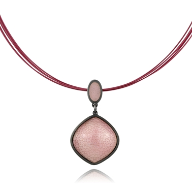 Pale pink enamel pendant
