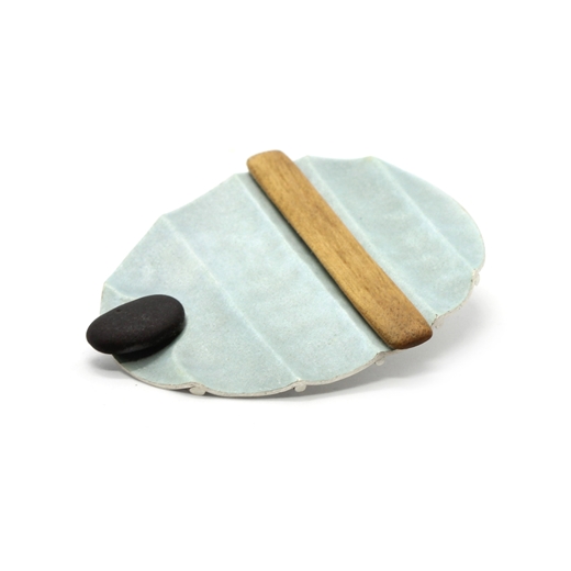 Ridged Brooch with Pebble