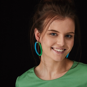 Aqua and Lime Super Loop Earrings
