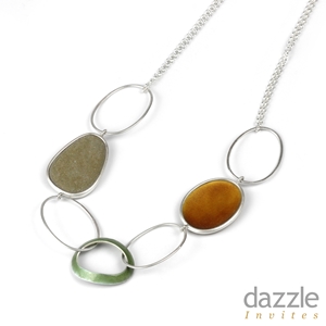 Ochre/green/ pebble component necklace