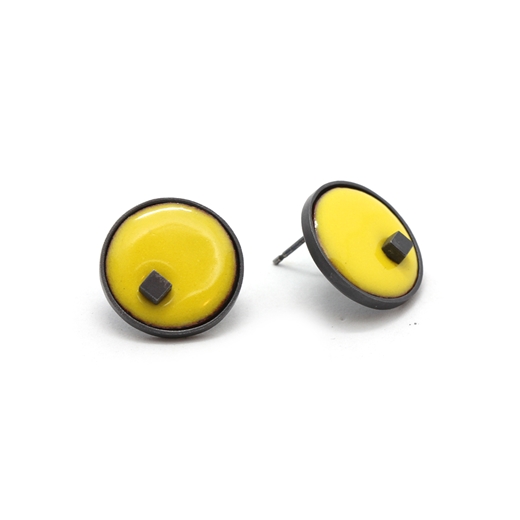 Yellow Stud Earrings (Buttercup Yellow) - side