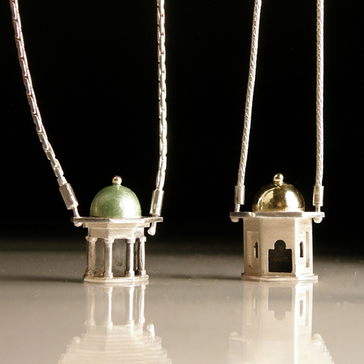 Pendants with gold & green dome roofs