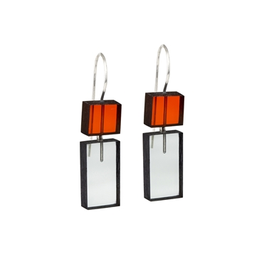 Short Construction earrings orange and aqua