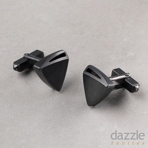 ‘Curved Curves’ triangle cufflinks	- oxidised silver