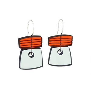 Wide Stack earrings orange and aqua
