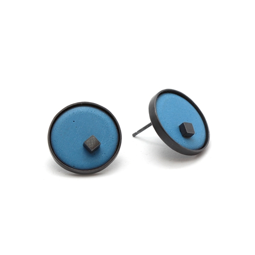 Blue Stud Earrings (Aqua Blue) - side