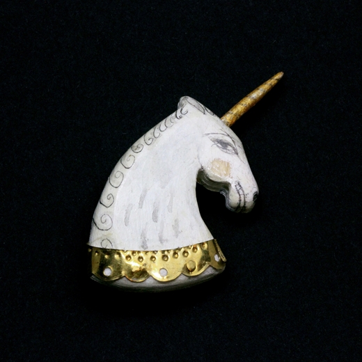 White unicorn brooch