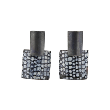 Rectangle and Square Stud Drops - oxidised blue