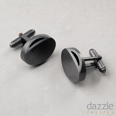 ‘Curved Curves’ oval cufflinks - oxidised silver