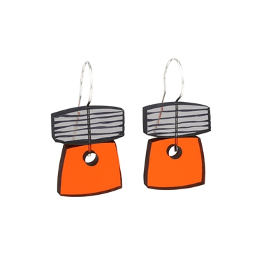 Wide Stack earrings orange and aqua