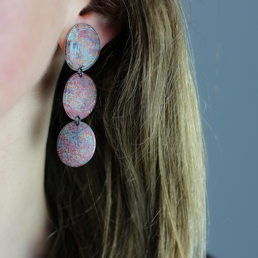 Earrings with 3 ovals - worn