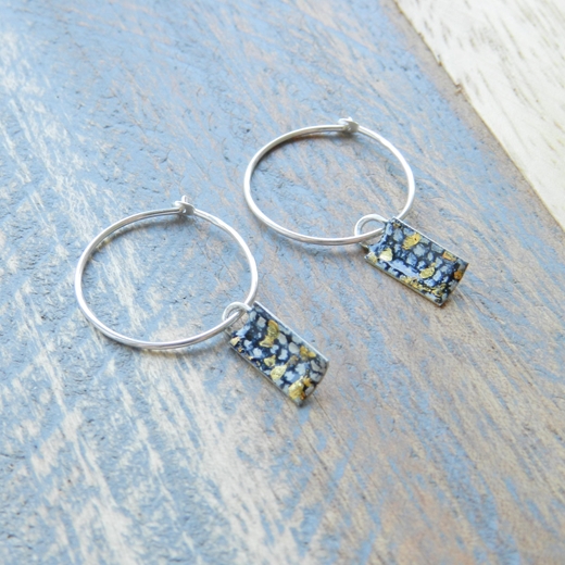 Blue and Gold Mini Rectangle Curved Hoops