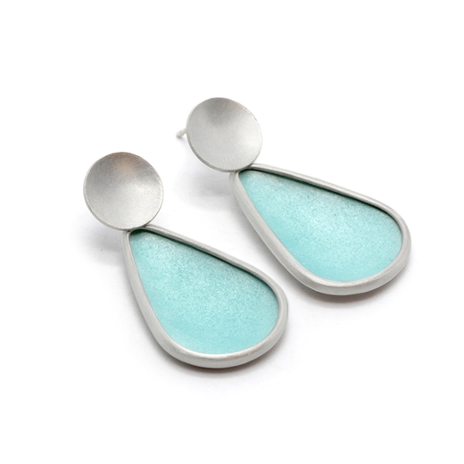 Silver circle and turquoise teardrop - side