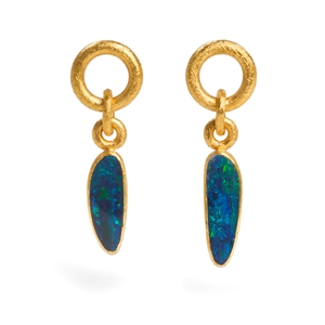 24ct Gold and Silver Earrings with Opals