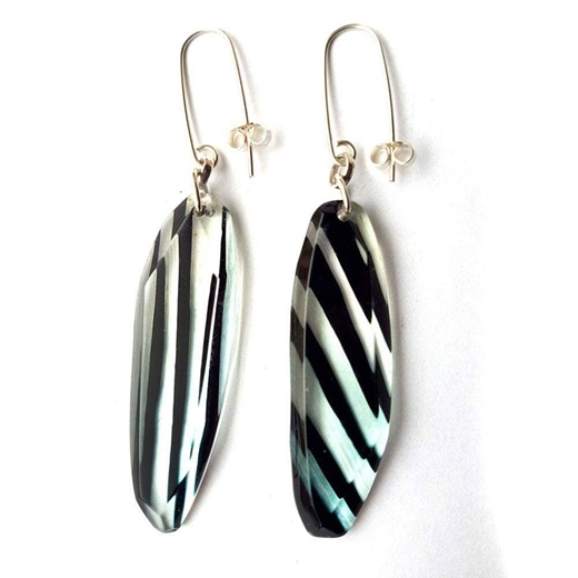 Black & White Grass Stripe Zero Waste Drop Earrings