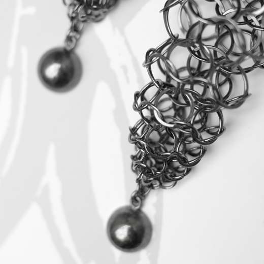 Oxidised silver short chain tube necklace clasp