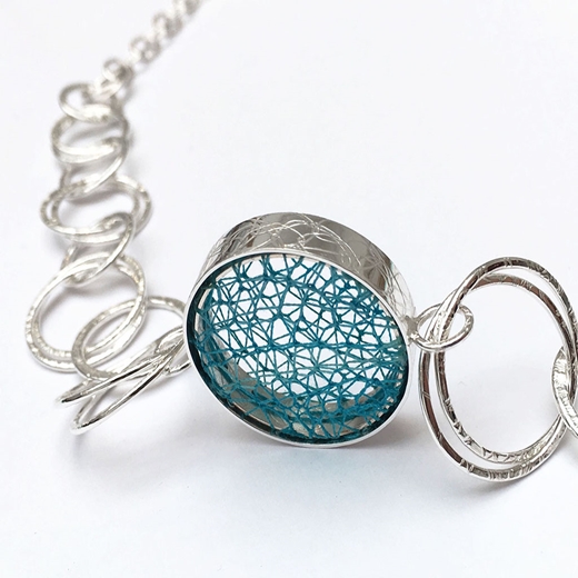 Asymmetric Turquoise Fabric Necklace - Product Shot