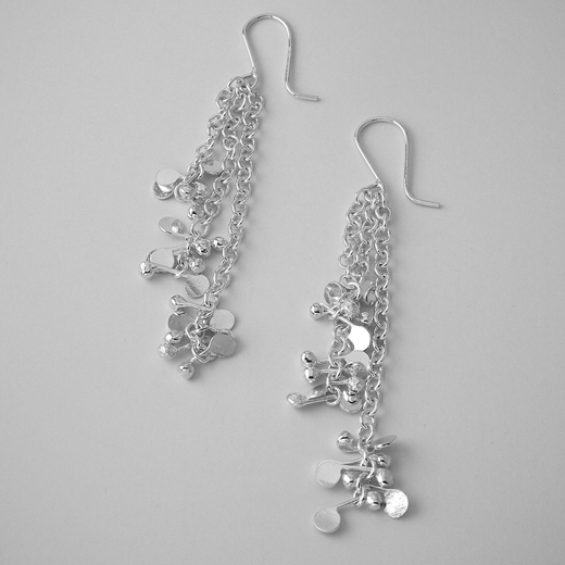 Blossom long drop daisy chain earrings, polished