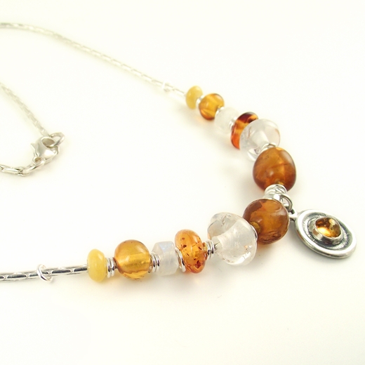 Amber cabochon necklace