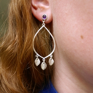 Amethyst sorrel drops earring worn