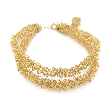 Double strand yellow gold filled bracelet