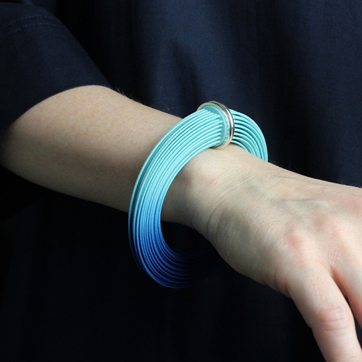 Brushstroke Bracelet - Aqua Blue - worn