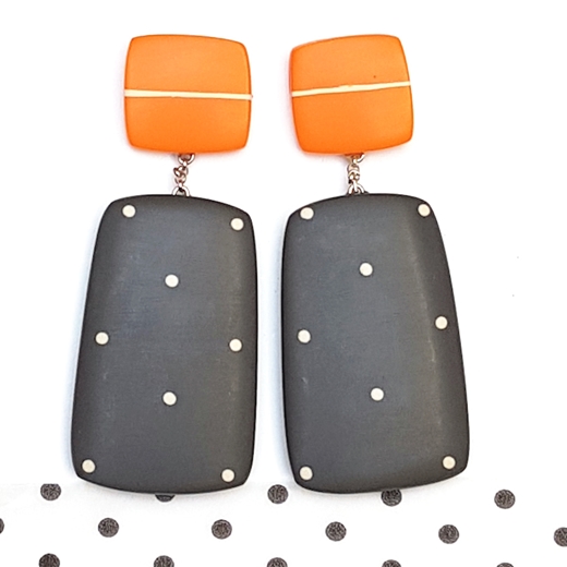 Rectangles - charcoal and orange dotty