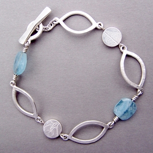 coin and aquamarine bead bracelet