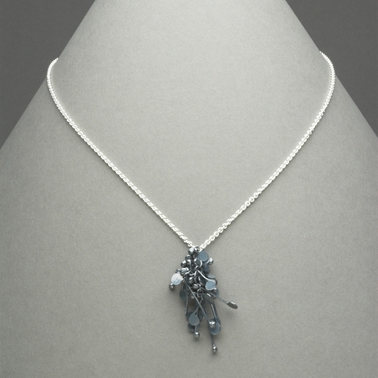 Blossom wire cluster pendant, oxidised