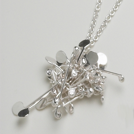 Blossom wire cluster pendant, polished