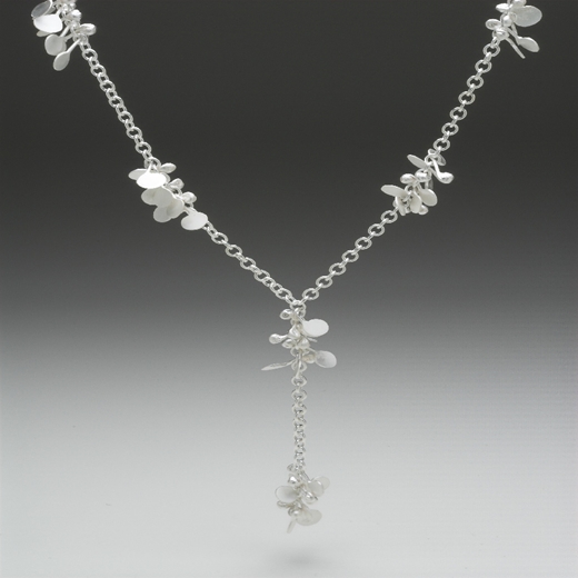 Blossom daisy chain lariat style necklace, satin