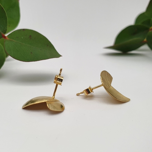 back gold orchid leaf earrings