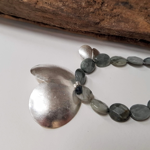 back grey agate eucalyptus necklace