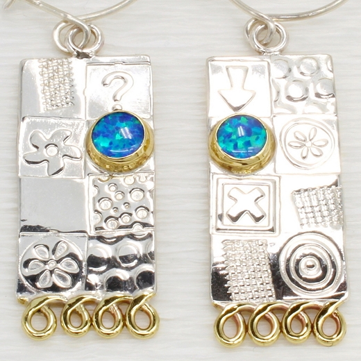 Sterling silver earrings, matching blue opal triplet stones, 1