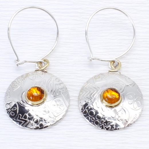 Round earrings, amber, large, 5