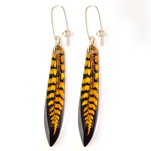 Black and gold fern earrings