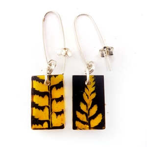 black and Gold fern earrings Sue Gregor