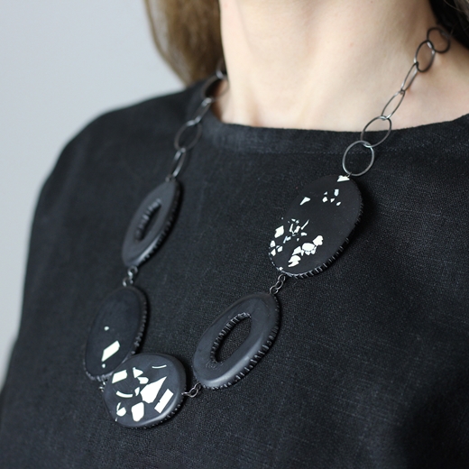 Bloom necklace - black version worn