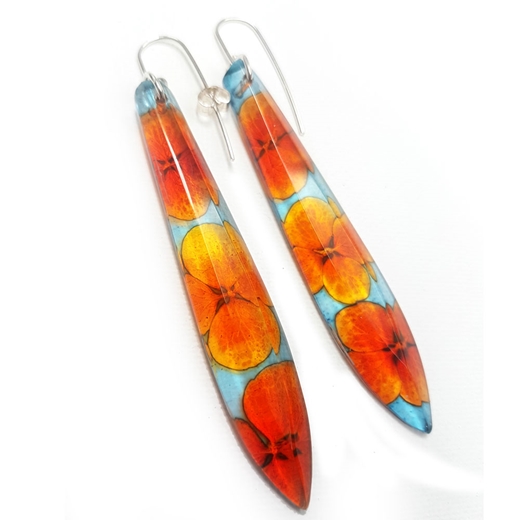 Blood orange drop hydrangea flower earrings