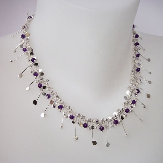 Blossom wire necklace with amethyst, polished by Fiona DeMarco