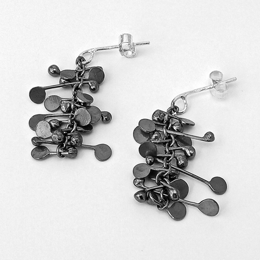 Blossom stud earrings, oxidised