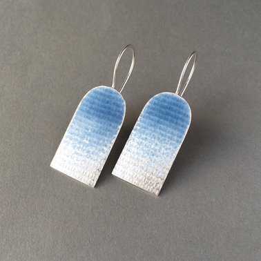 Blue grey arch shape earrings